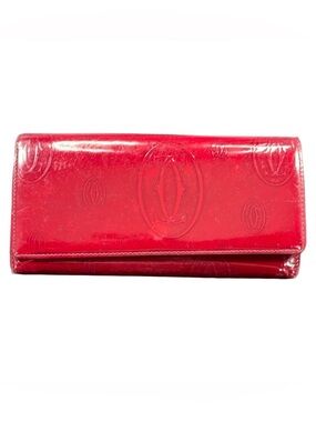 Cartier Anniversary Long Wallet Red Patent Leather